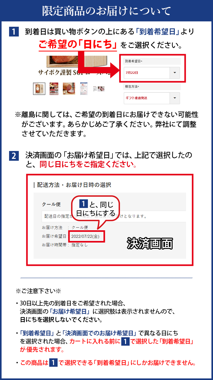 限定商品の配送日について