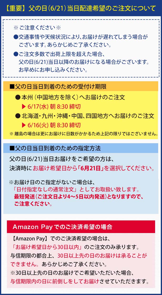 父の日当日配達希望のご注文について