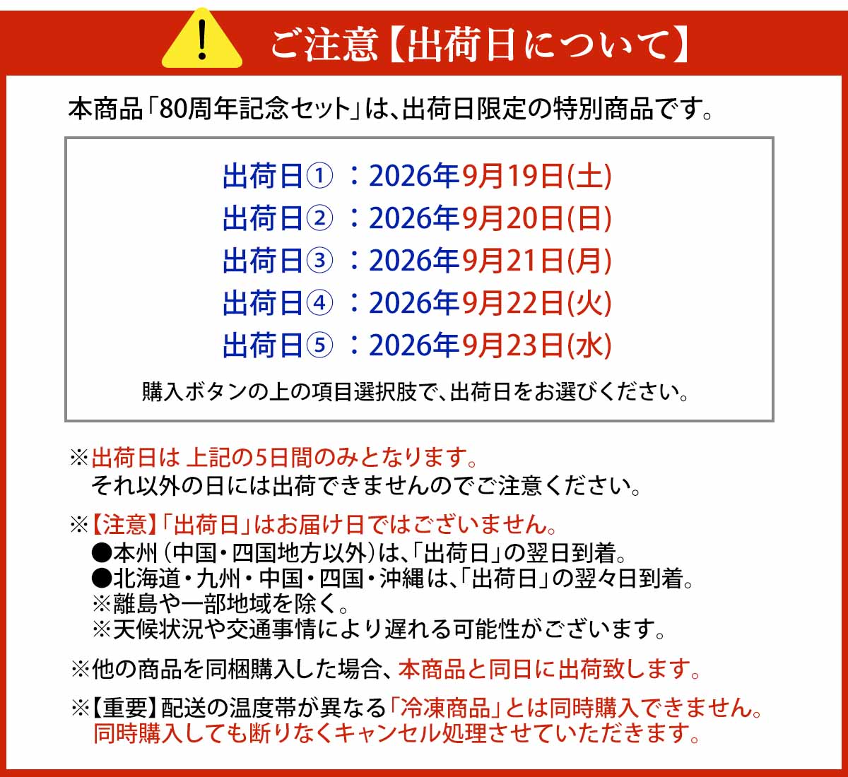 発送日について